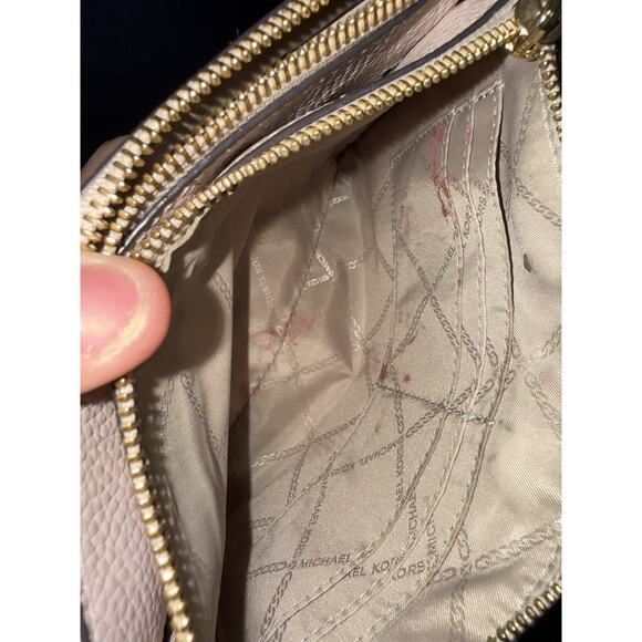 Michael Kors Adele Leather Crossbody Bag Pink Pebbled Gold Hardware Double Zip - Picture 7 of 12